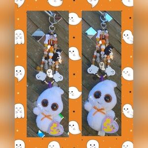 Ty Ghost Plush Beaded Bagcharm/ Keychain